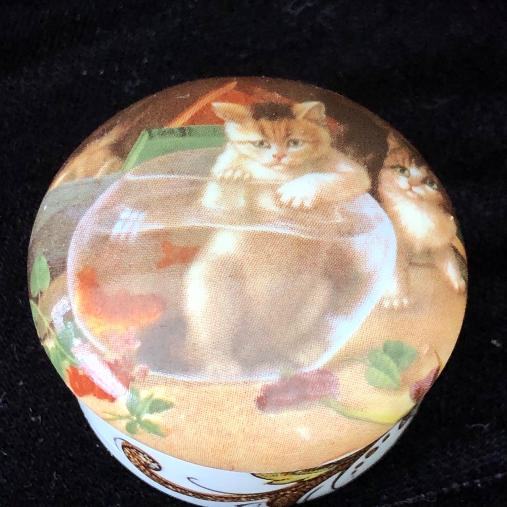 Cat trinket box Crownford Giftware Bone China